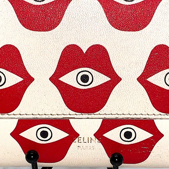 CELINE TRIFOLD WALLET LIP EYE TELEPATHY LOVE 2019 ANNELI HENRIKSSON RED LIPS EYE - Picture 2 of 12